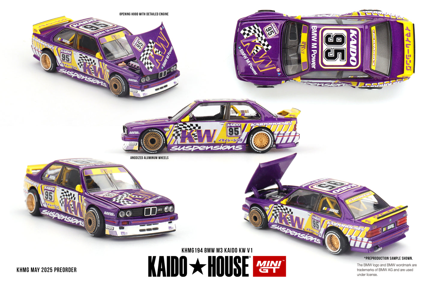 Kaido House KHMG194 BMW M3 E30 Kaido KW V1 Purple – 1:64 Diecast