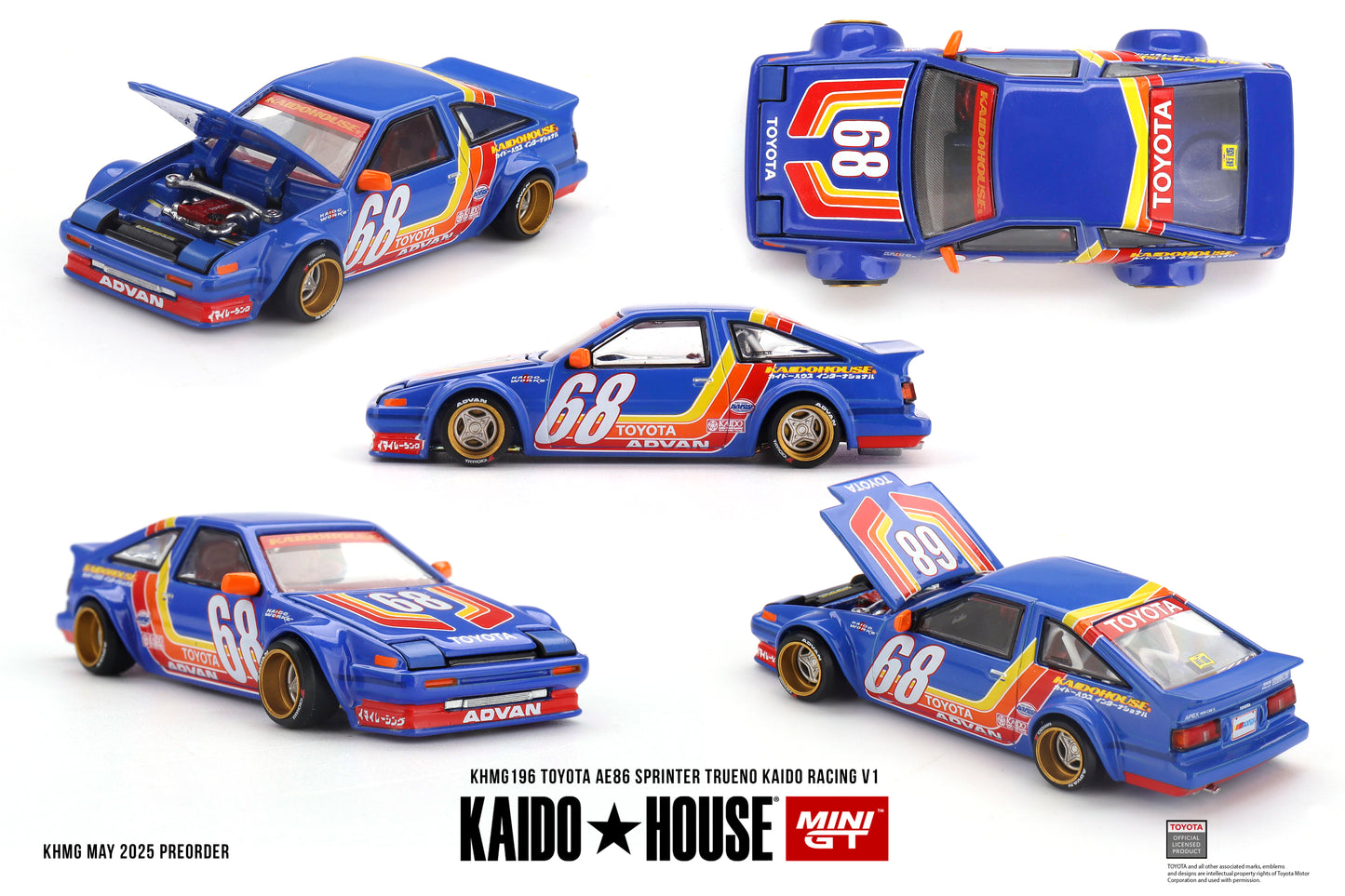 Kaido House KHMG196 Toyota AE86 Sprinter Trueno Kaido Racing V1 Blue – 1:64 Diecast URL Handle