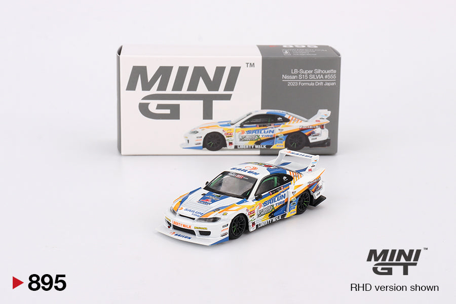 MINI GT #895 Nissan LB-Super Silhouette S15 Silvia #555 2023 Formula Drift Japan – 1:64