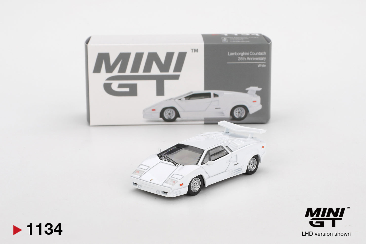 MINI GT #1134 Lamborghini Countach 25th Anniversary White – 1:64 Diecast