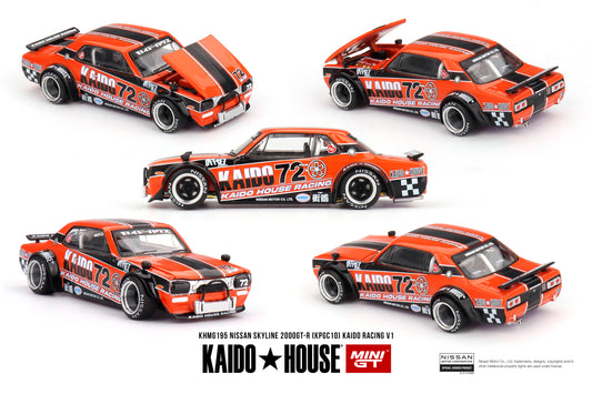 Kaido House KHMG195 Nissan Skyline 2000GT-R KPGC10 Kaido Racing V1 Orange Black – 1:64