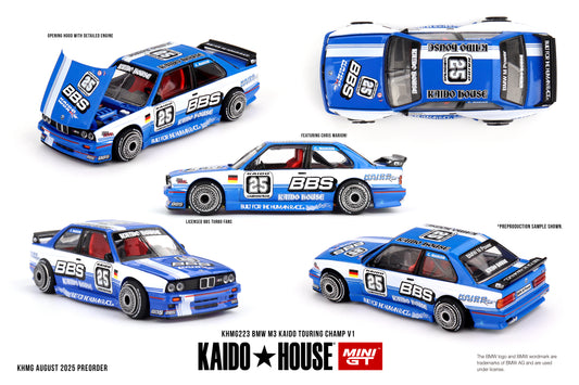 Kaido House KHMG223 BMW M3 E30 Kaido Touring Champ V1 Light Blue White – 1:64