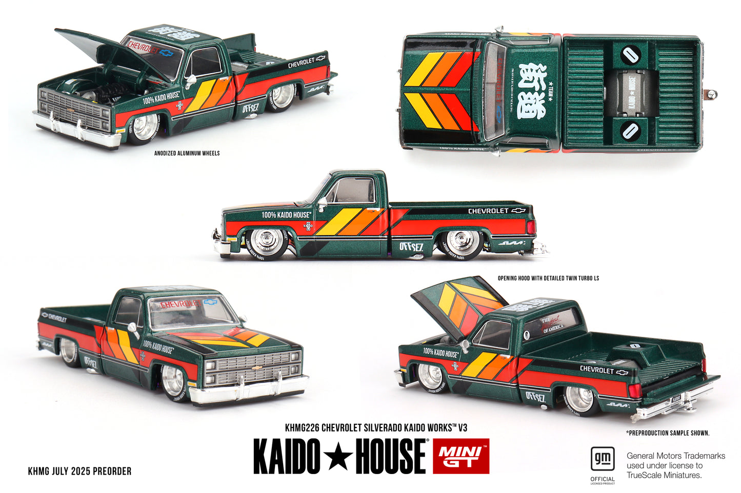Kaido House KHMG226 Chevrolet Silverado Kaido Works V3 Deep Metallic Green – 1:64 Diecast
