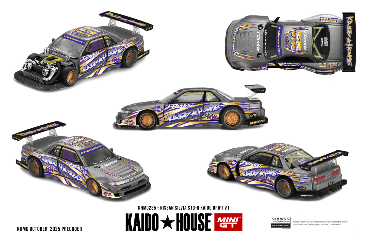 Kaido House KHMG235 Nissan Silvia S13-R Kaido Drift V1 Gun Metallic – 1:64 Diecast