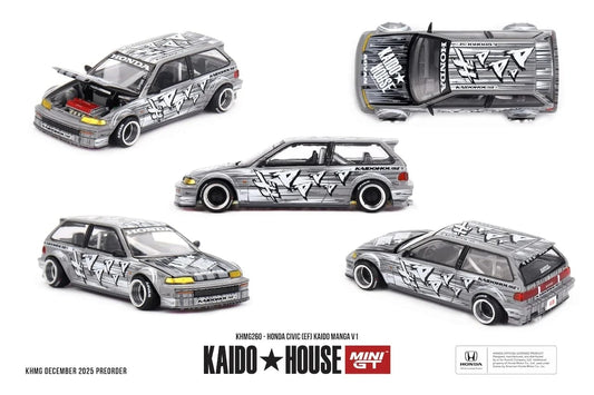 Kaido House KHMG260 Honda Civic EF Kaido Manga V1 Grey – 1:64 Diecast