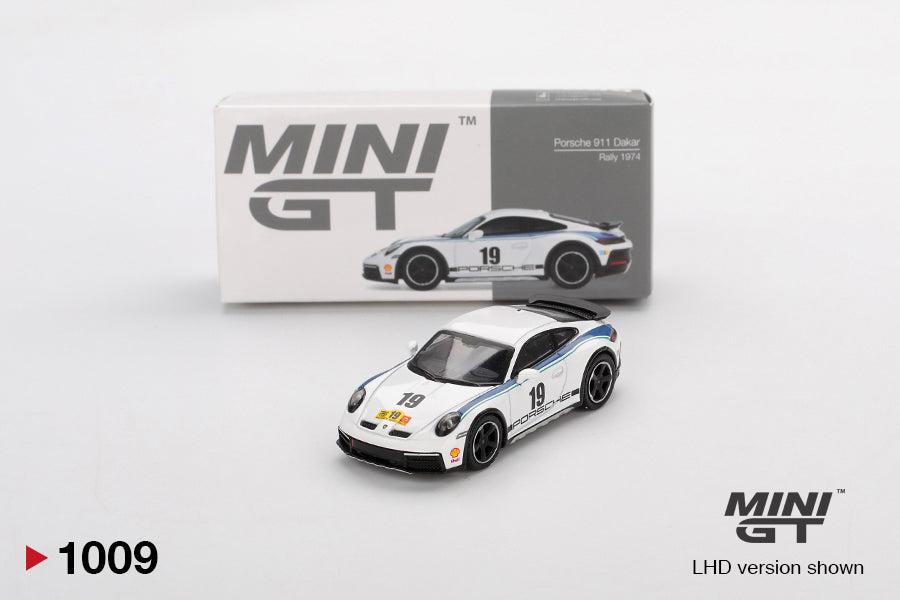 MINI GT #1009 Porsche 911 Dakar Rally 1974 White – 1:64 Diecast