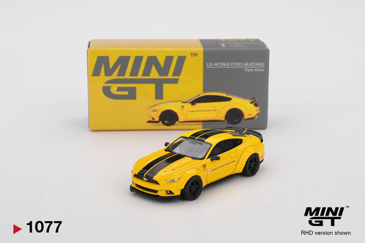 MINI GT #1077 LB-WORKS Ford Mustang Triple Yellow – 1:64 Diecast