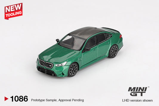 MINI GT #1086 BMW M5 G90 Isle of Man Green Metallic – 1:64 Diecast