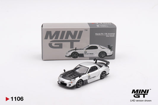 MINI GT #1106 Mazda RX-7 RE-Amemiya Silver Metallic – 1:64 Diecast