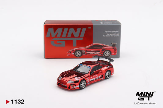 MINI GT #1132 Toyota Supra A80 Top Secret GT-300 Red Chrome – 1:64 Diecast