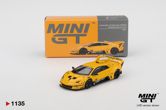 MINI GT #1135 Lamborghini LB-Silhouette WORKS Murciélago GT Evo Yellow – 1:64 Diecast