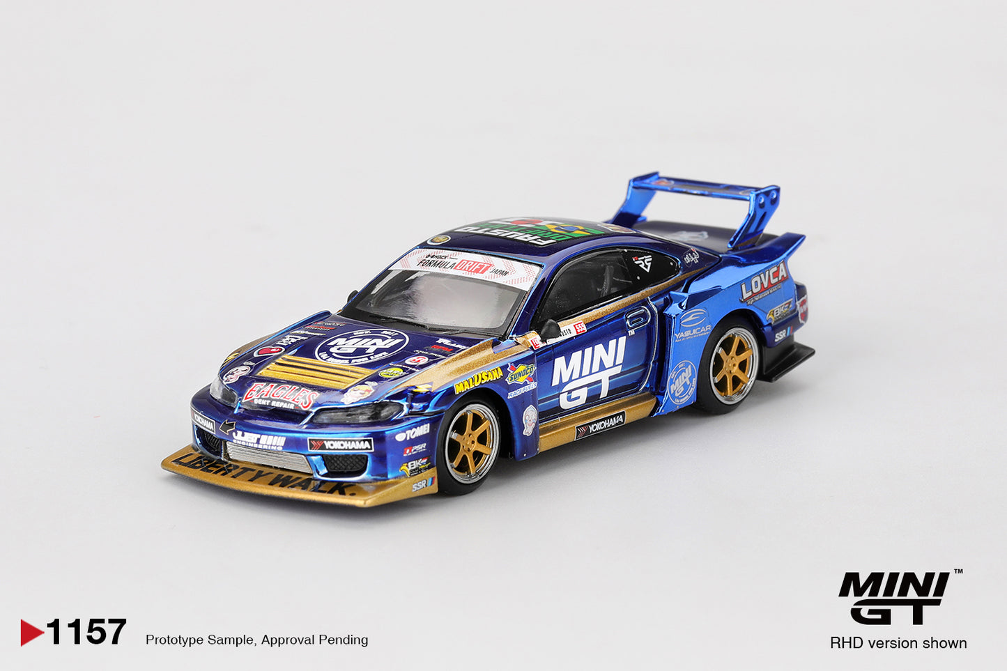 MINI GT #1157 Nissan Silvia S15 LB-Super Silhouette #555 Team MINI GT 2025 Formula Drift – 1:64