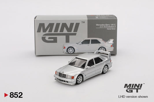 MINI GT #852 Mercedes-Benz 190 E 2.5-16 Evolution II Astral Silver (LHD)  1:64 Diecast