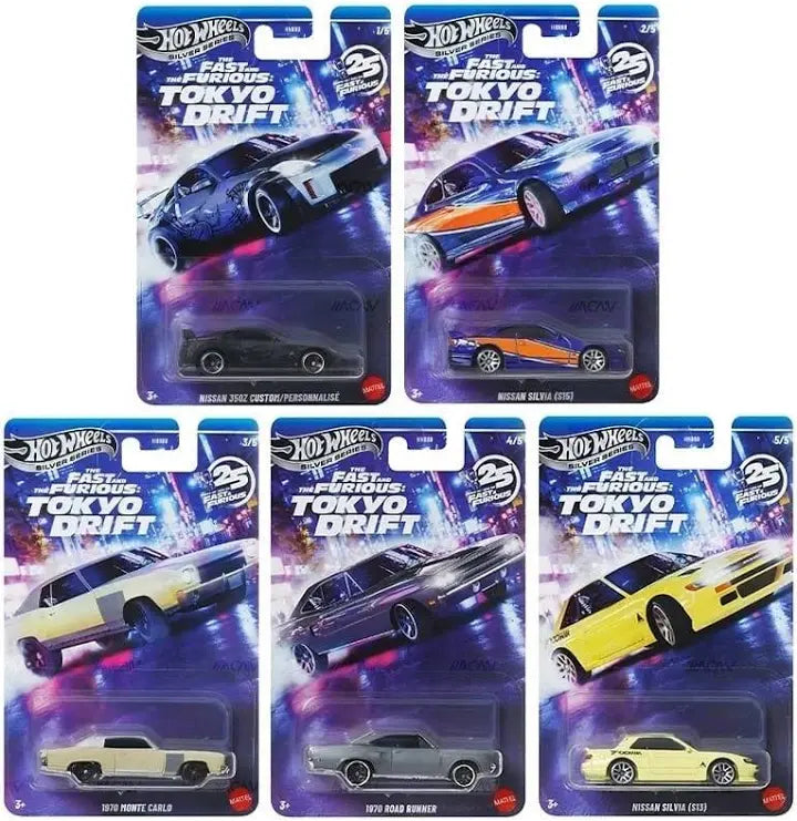 Hot Wheels Silver Series Fast & Furious Tokyo Drift Complete Set (5 Cars)